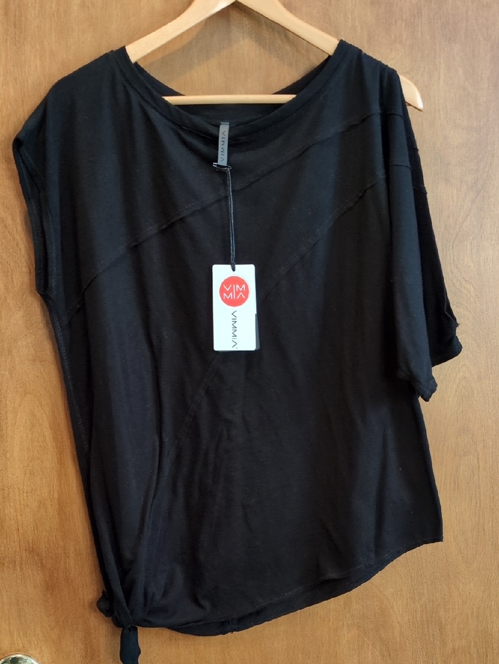 Vimmia Pacific Seamed Asymmetric Tie Top In Black Size L